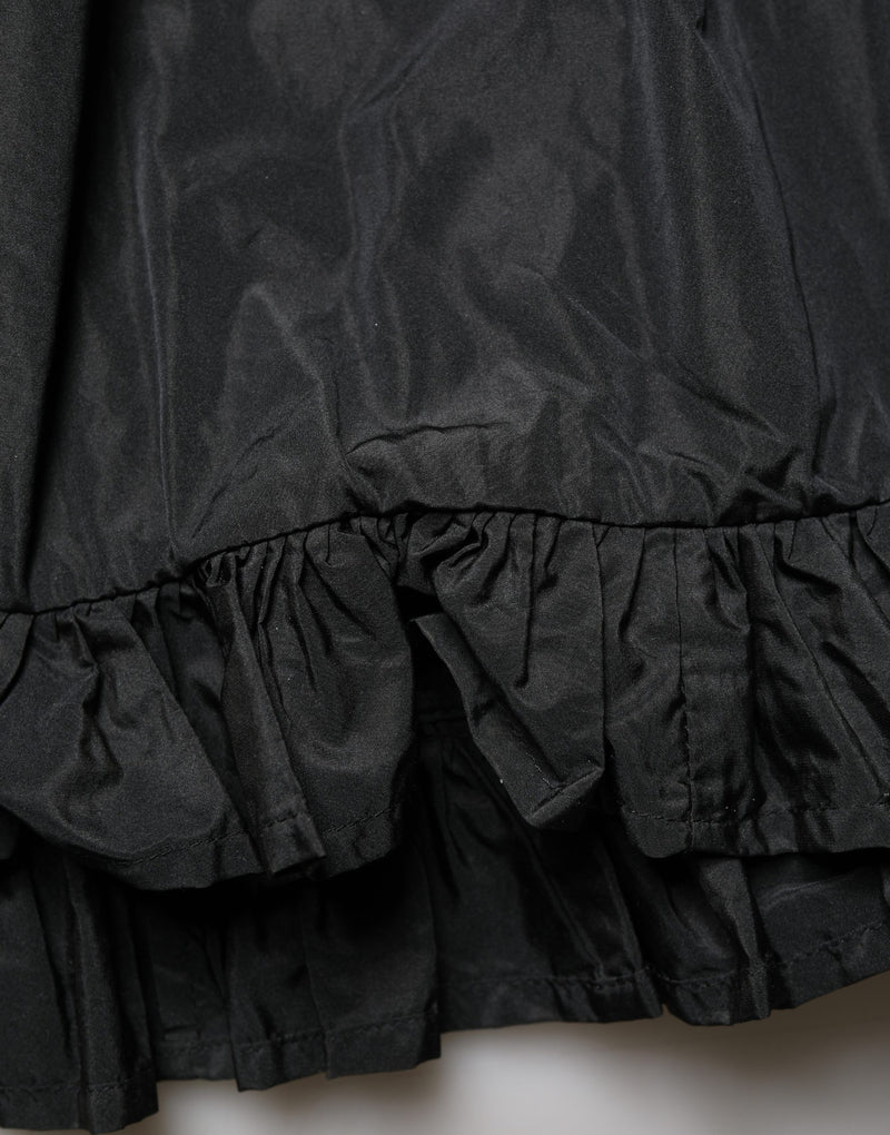 MSGM Black High Waist Pleated A-line Long Maxi Skirt for Women