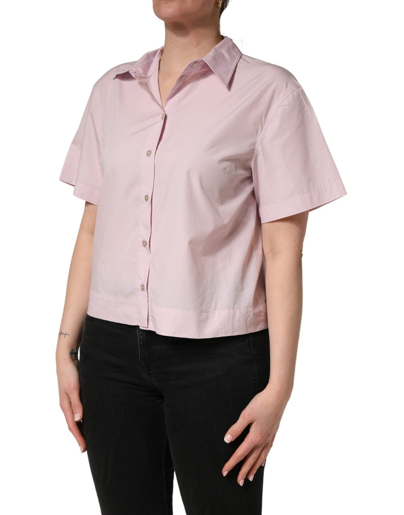 Dolce & Gabbana Light Pink Cotton Collared Buttoned Blouse