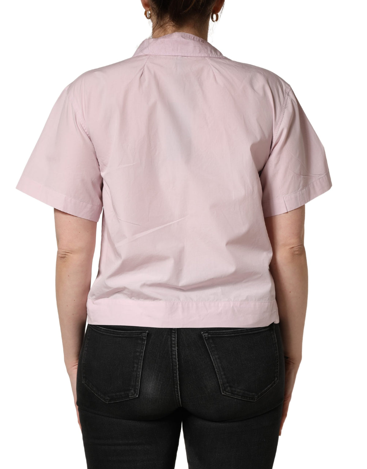 Dolce & Gabbana Light Pink Cotton Collared Buttoned Blouse