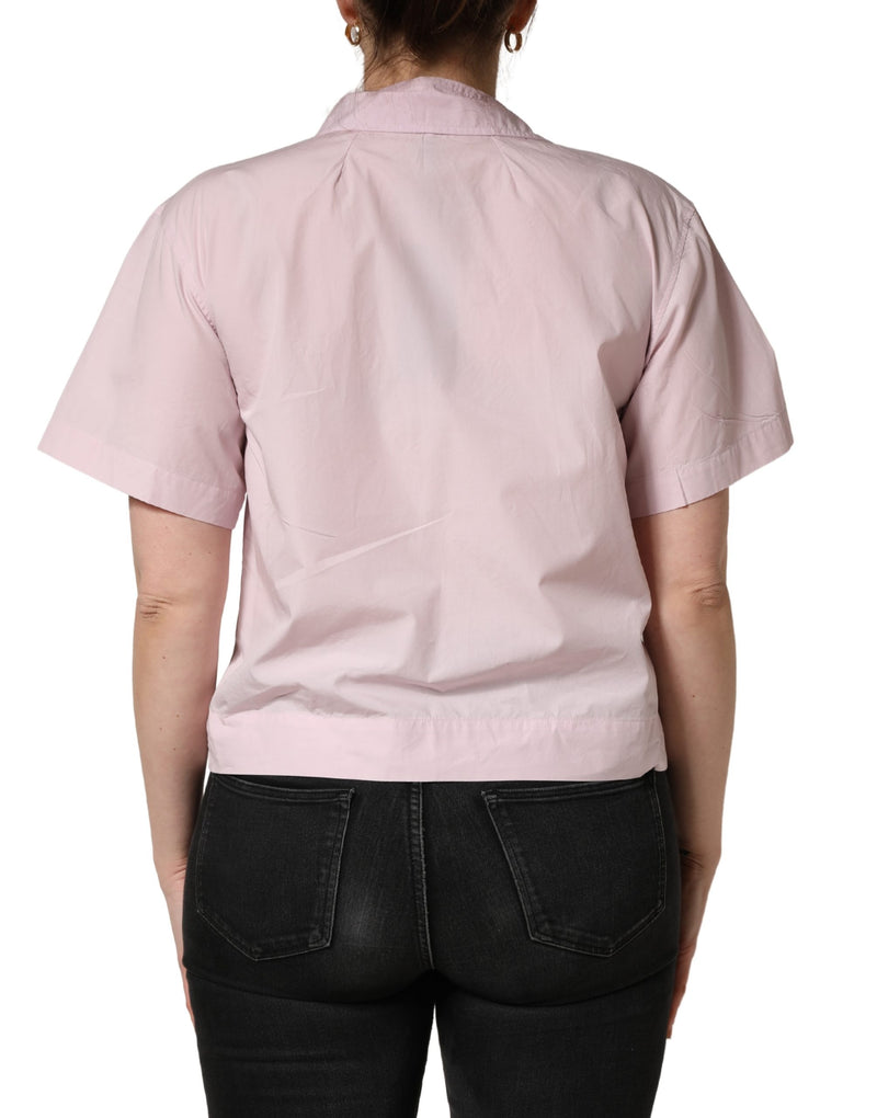 Dolce & Gabbana Light Pink Cotton Collared Buttoned Blouse