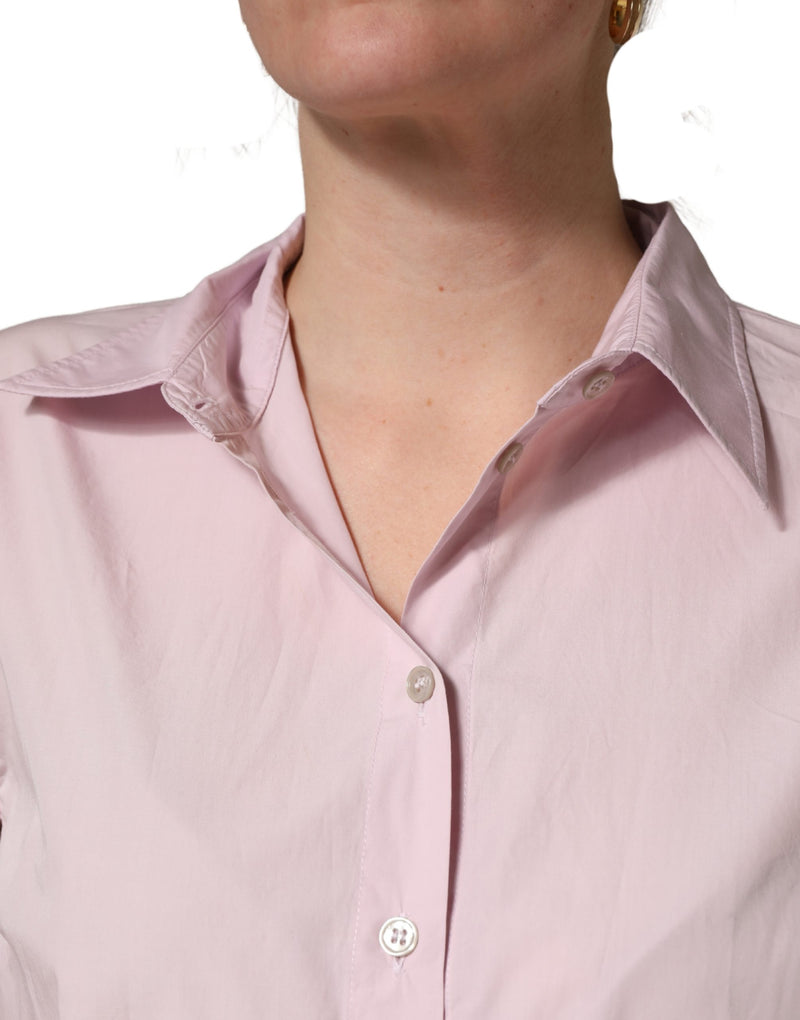Dolce & Gabbana Light Pink Cotton Collared Buttoned Blouse