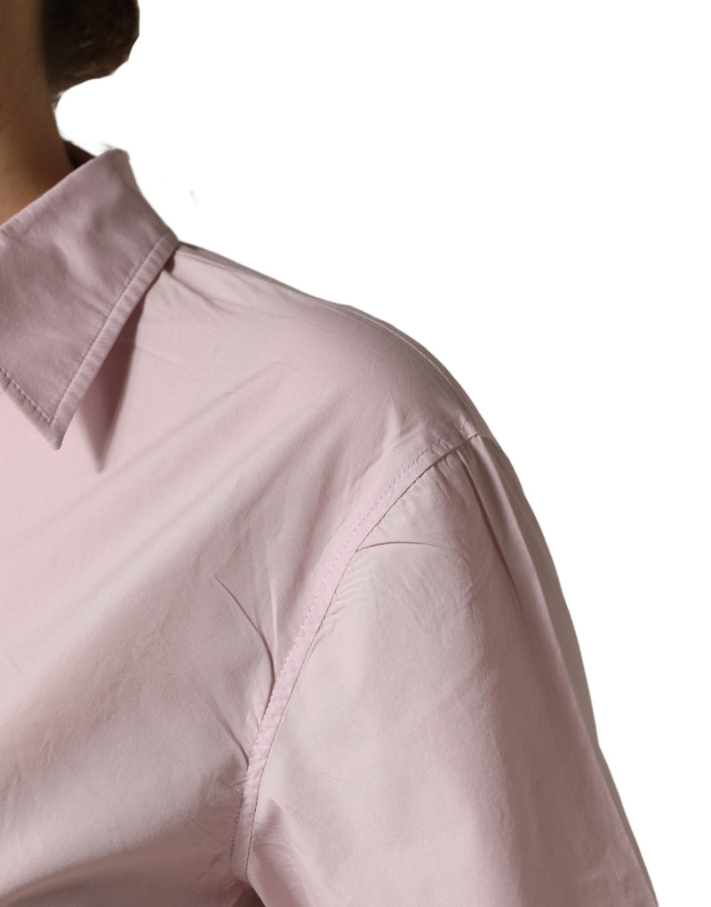 Dolce & Gabbana Light Pink Cotton Collared Buttoned Blouse