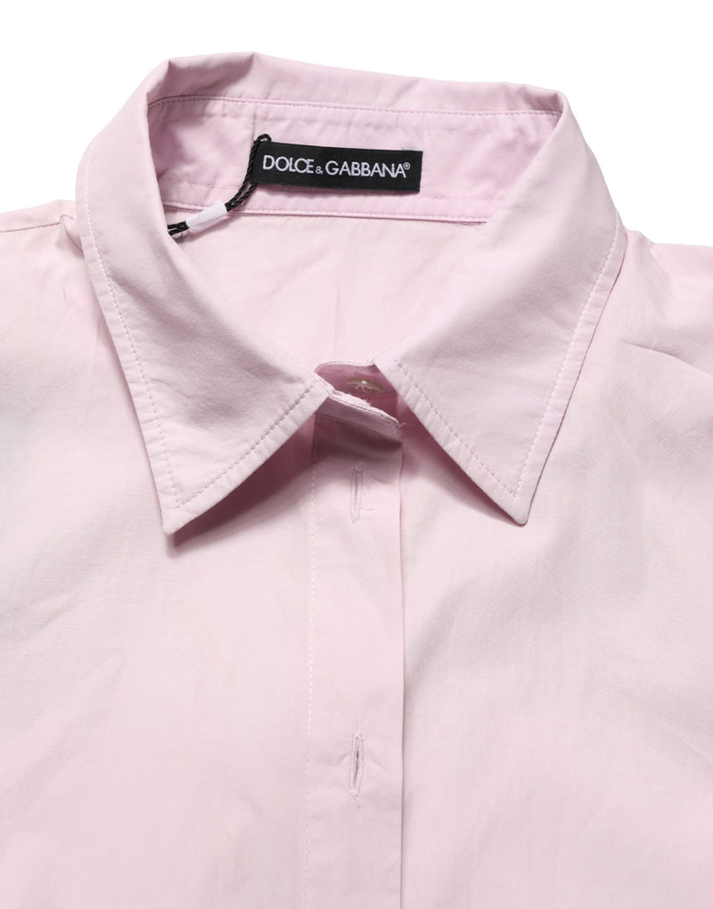 Dolce & Gabbana Light Pink Cotton Collared Buttoned Blouse
