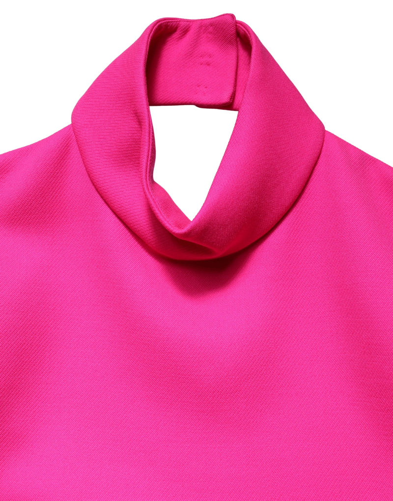 Dolce & Gabbana Hot Pink Wool Backless Sleeveless Tank Top