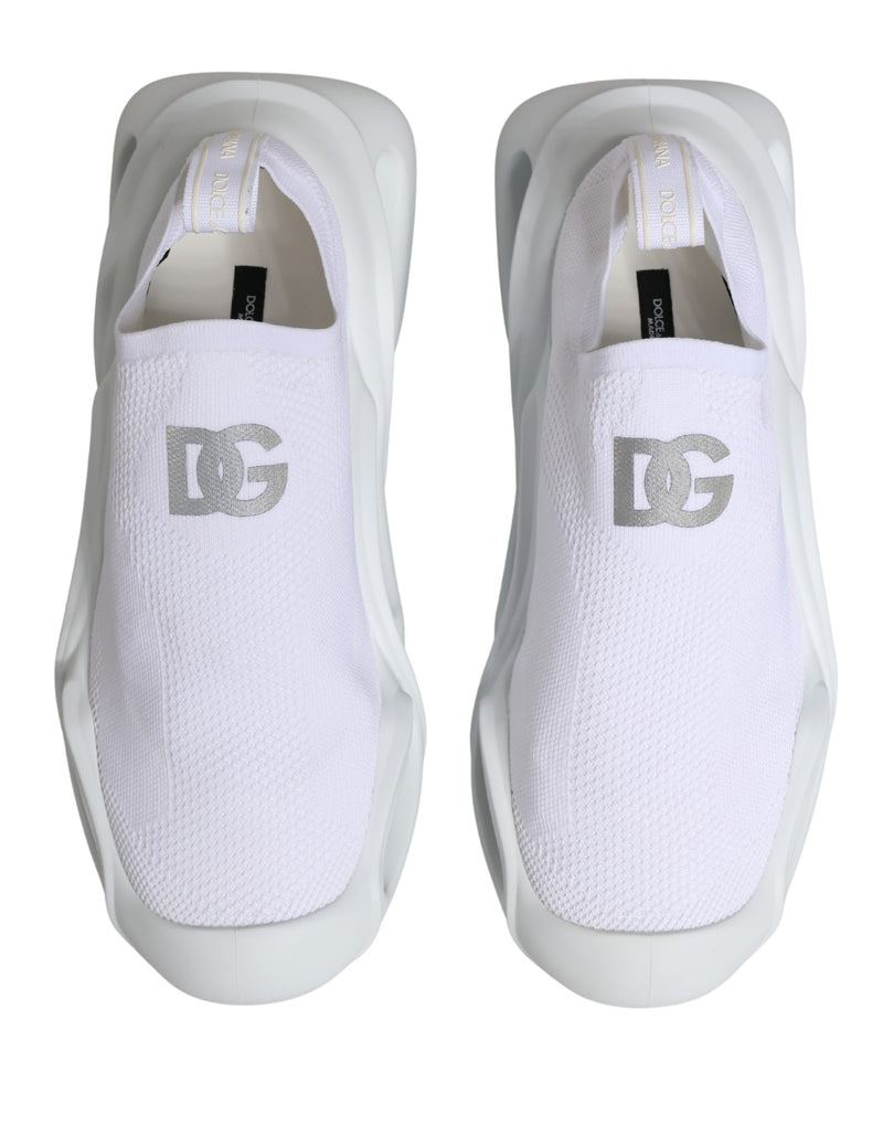Dolce & Gabbana White Slip On Wave Low Top Sneakers