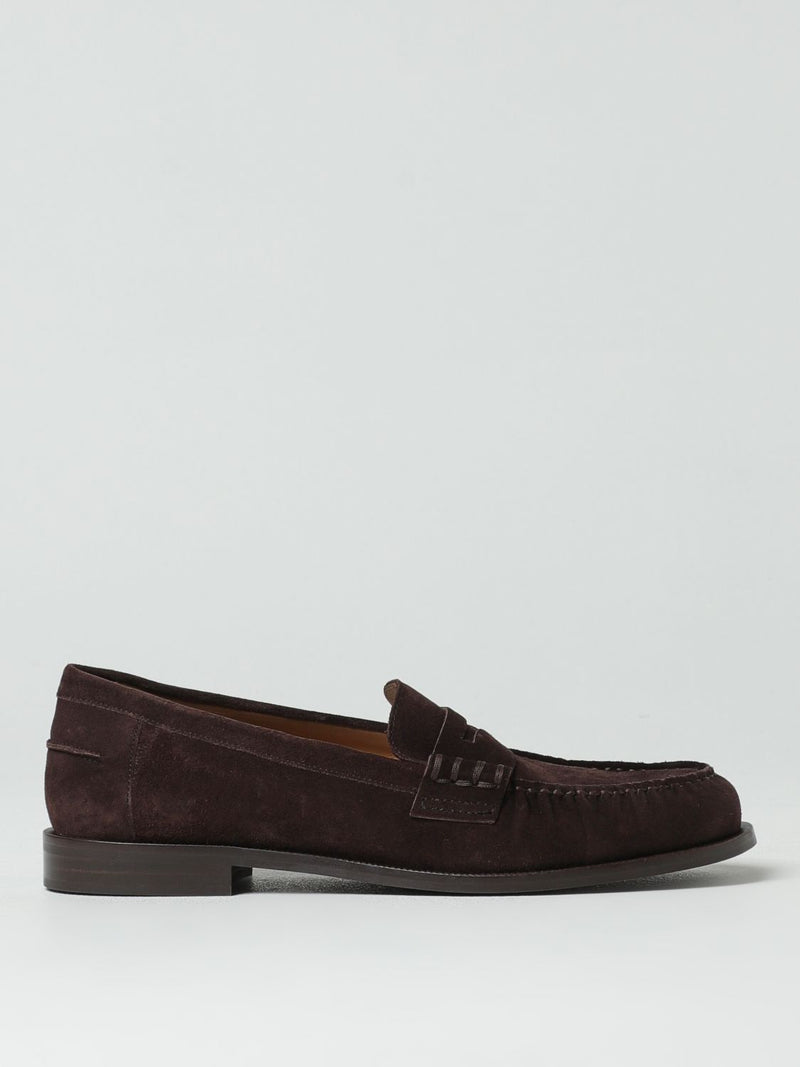 Emporio Armani Brown Suede Leather Slip-On Loafers for Men