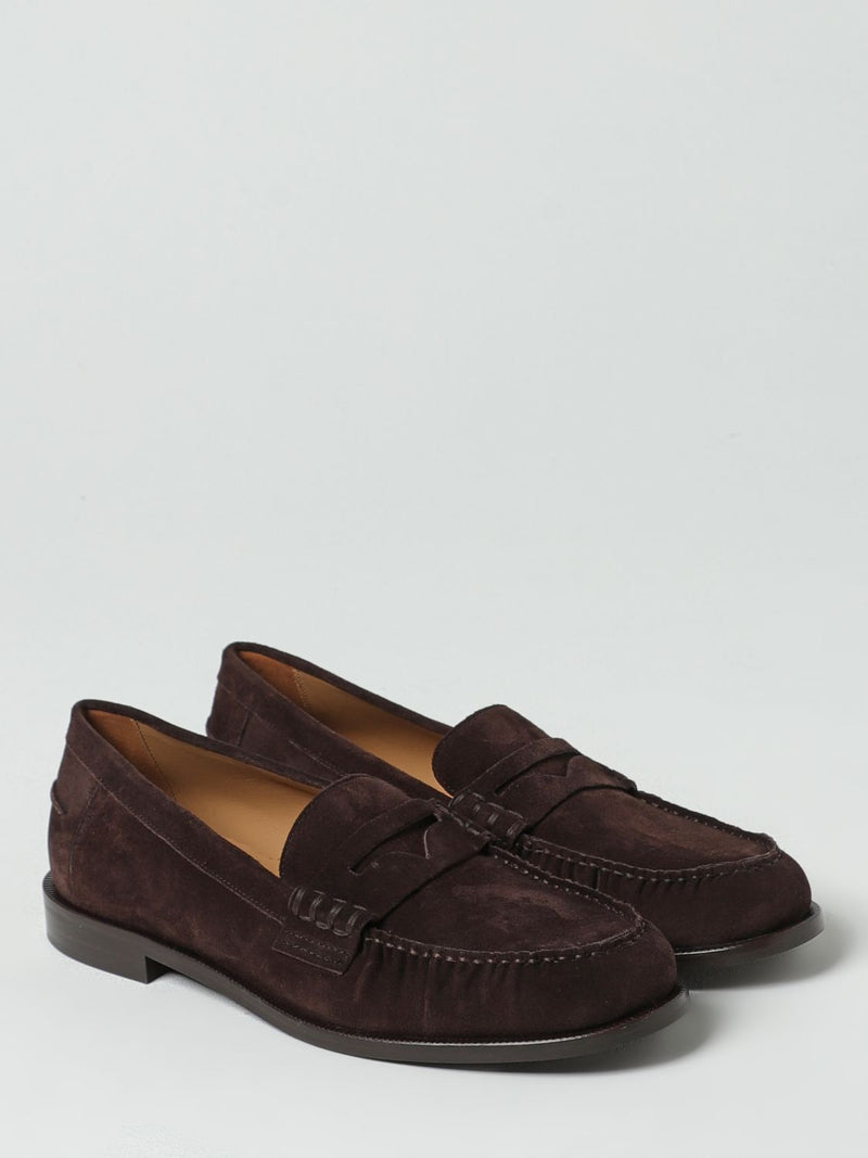 Emporio Armani Brown Suede Leather Slip-On Loafers for Men