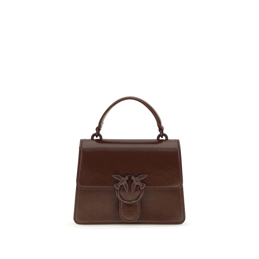PINKO Burgundy Goatskin Handbag - Love One Top Handle Mini Bag