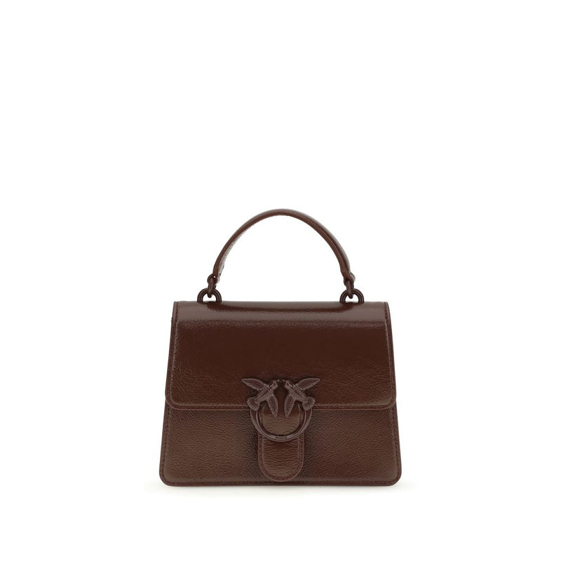 PINKO Burgundy Goatskin Handbag - Love One Top Handle Mini Bag