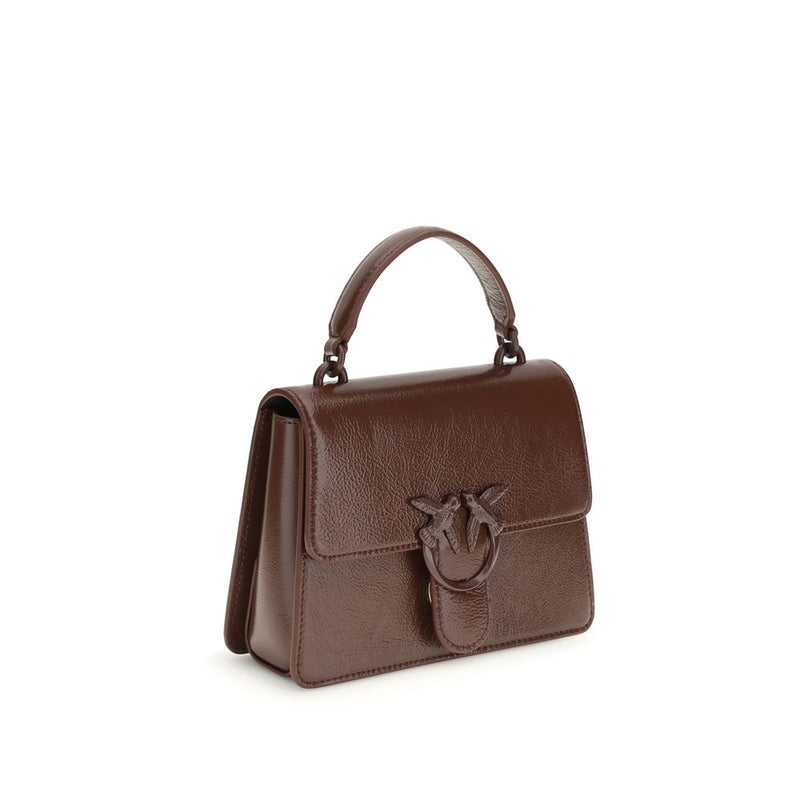 PINKO Burgundy Goatskin Handbag - Love One Top Handle Mini Bag