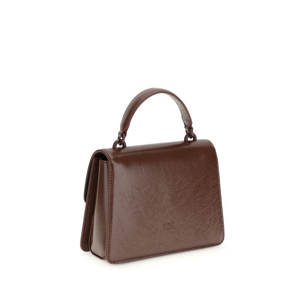 PINKO Burgundy Goatskin Handbag - Love One Top Handle Mini Bag