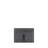 Portefeuille Saint Laurent en cuir de veau gris Bos Taurus