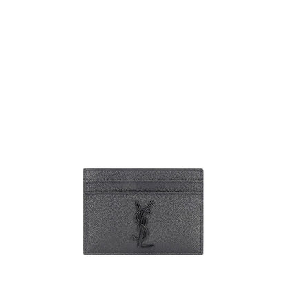 Portefeuille Saint Laurent en cuir de veau gris Bos Taurus