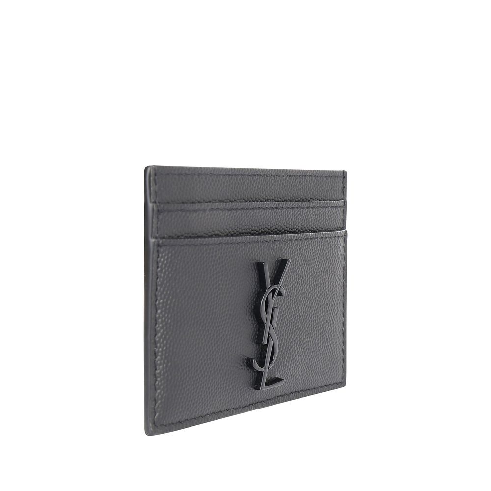 Portefeuille Saint Laurent en cuir de veau gris Bos Taurus