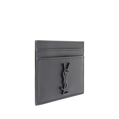 Portefeuille Saint Laurent en cuir de veau gris Bos Taurus