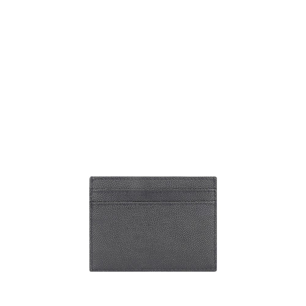Portefeuille Saint Laurent en cuir de veau gris Bos Taurus