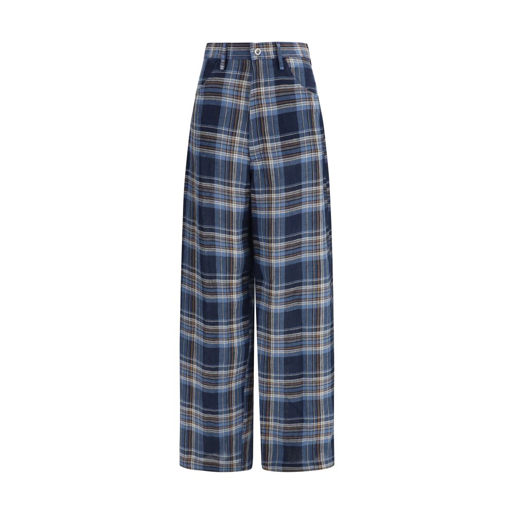 MARBELL Blue Linen Casual Pants - Stylish & Comfortable