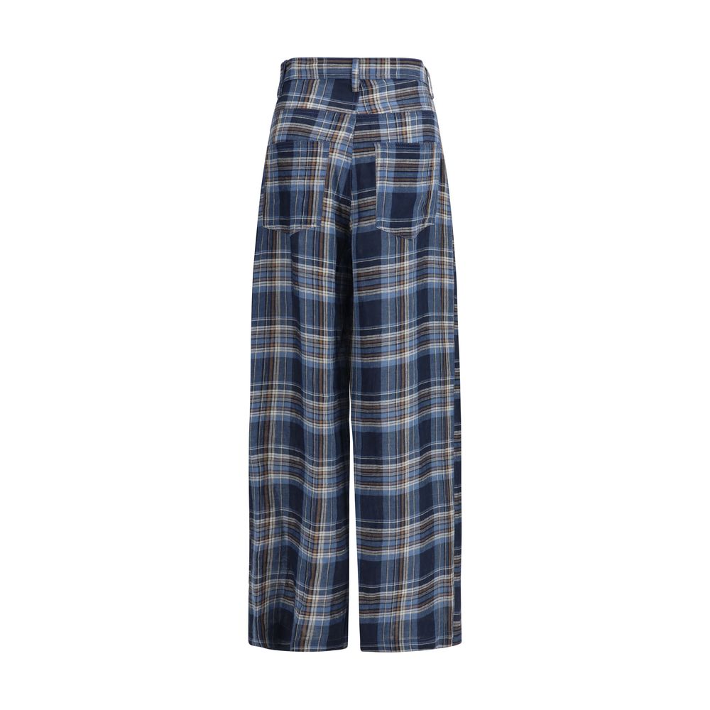 MARBELL Blue Linen Casual Pants - Stylish & Comfortable