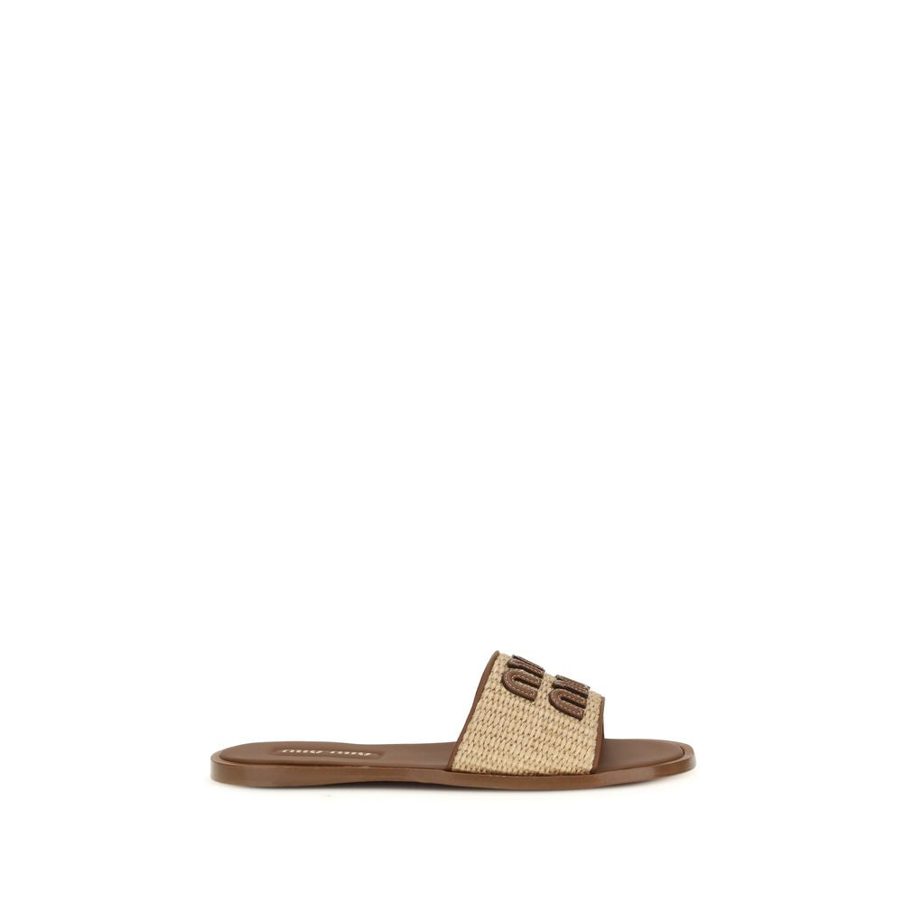 Miu Miu Beige Nylon Slippers for Women