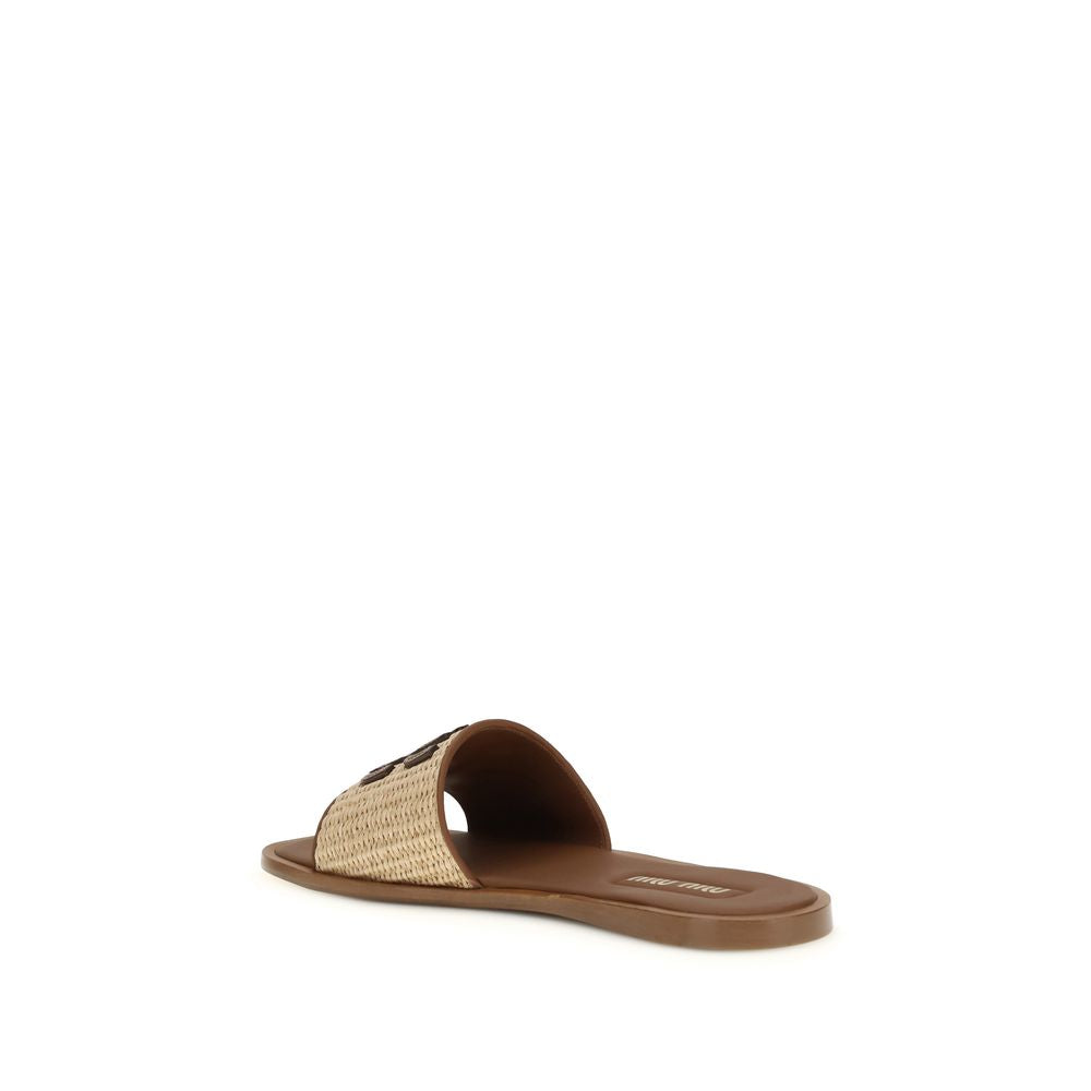 Miu Miu Beige Nylon Slippers for Women