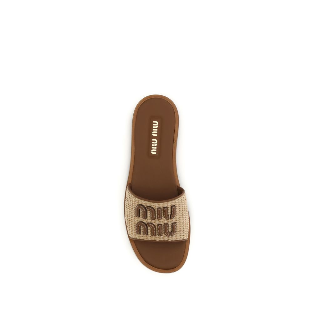 Miu Miu Beige Nylon Slippers for Women