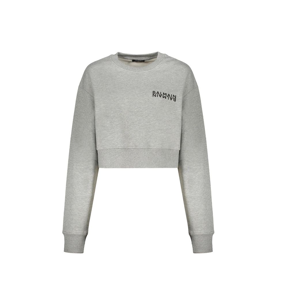 Balmain Gray Cotton Sweatshirt for Women