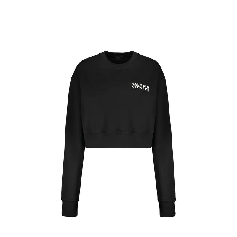 Balmain Black Cotton Sweatshirt for Women