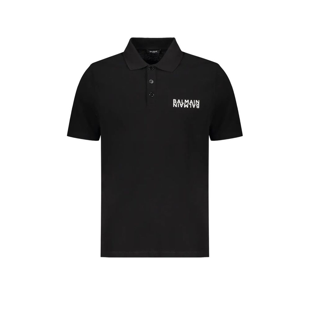 Polo en coton noir Balmain