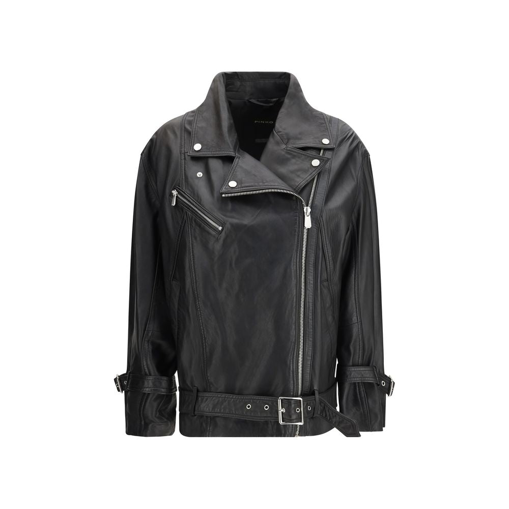 Veste en cuir noir PINKO
