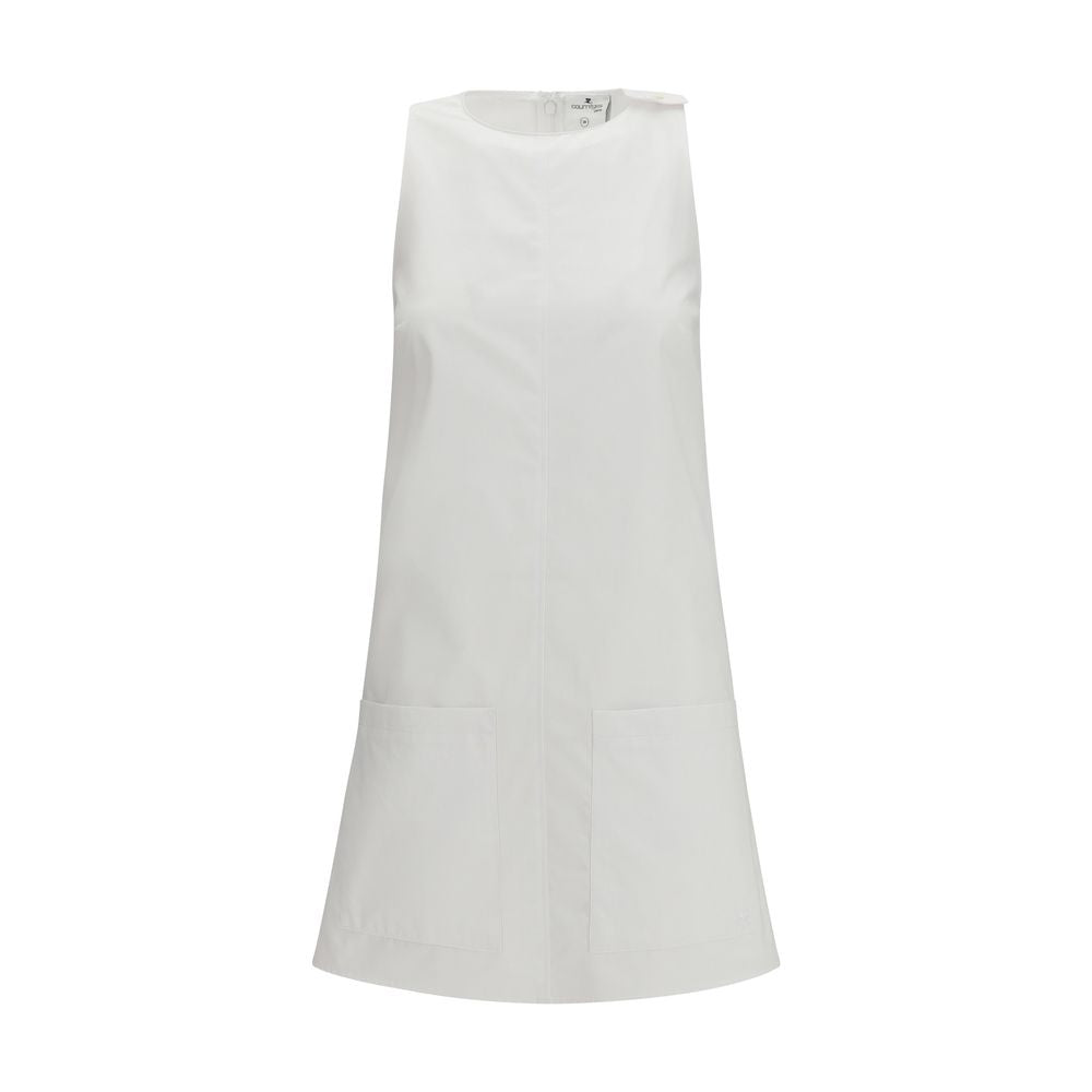 Courrèges White Cotton Casual Dress with Halter Neckline