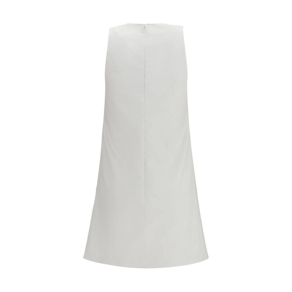 Courrèges White Cotton Casual Dress with Halter Neckline