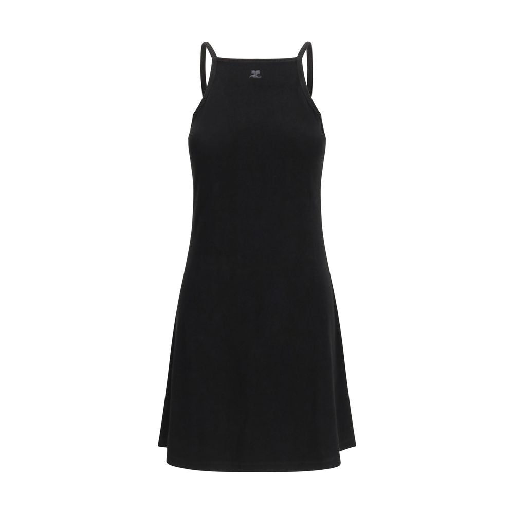 Courrèges Black Viscose Logo Mini Dress