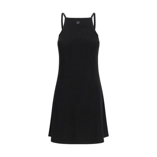 Courrèges Black Viscose Logo Mini Dress