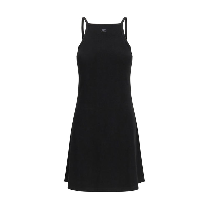 Courrèges Black Viscose Logo Mini Dress