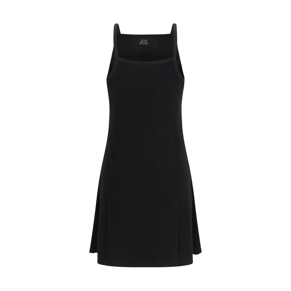 Courrèges Black Viscose Logo Mini Dress