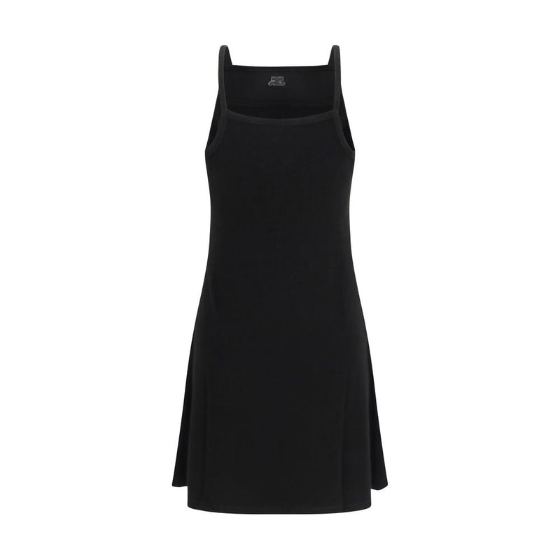 Courrèges Black Viscose Logo Mini Dress