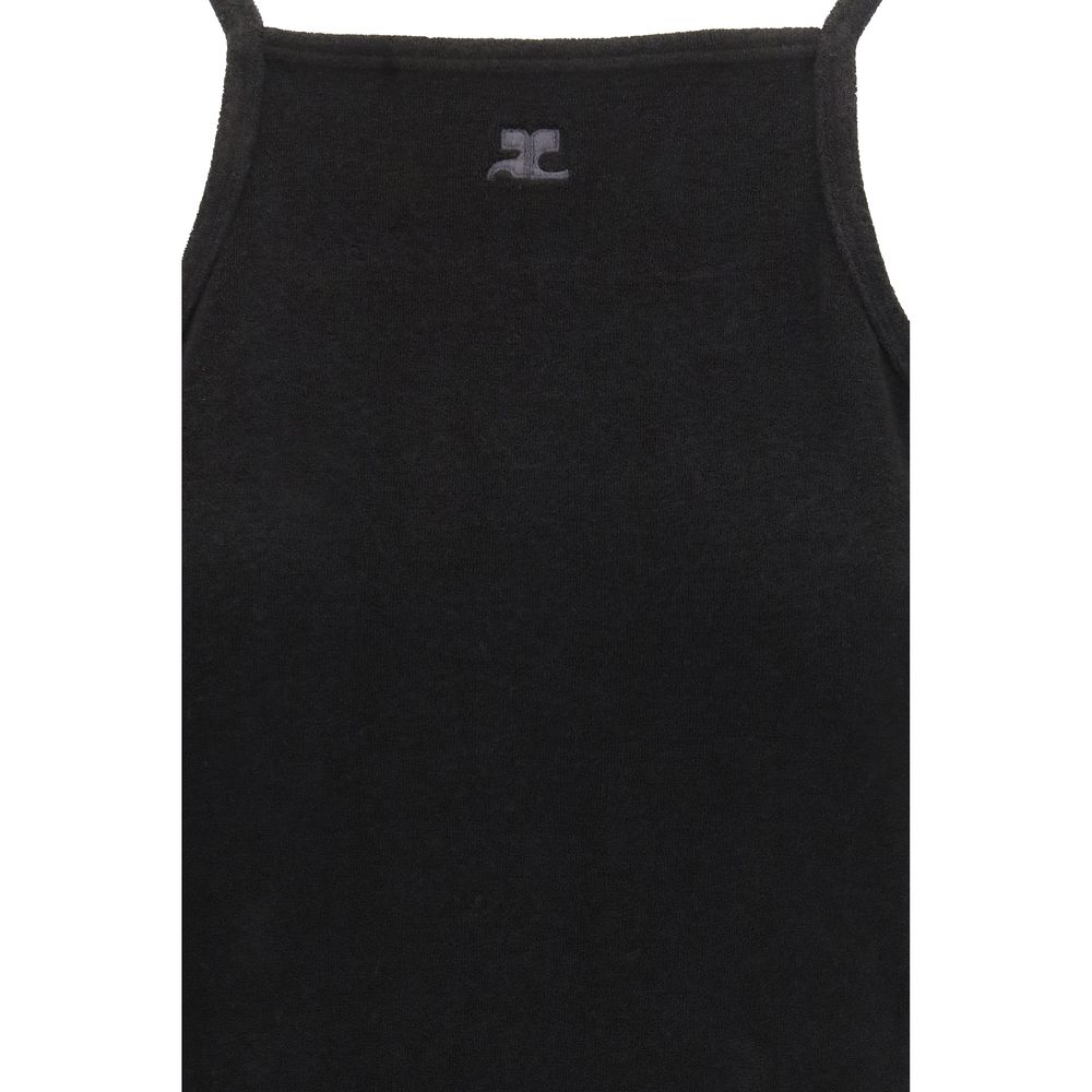 Courrèges Black Viscose Logo Mini Dress