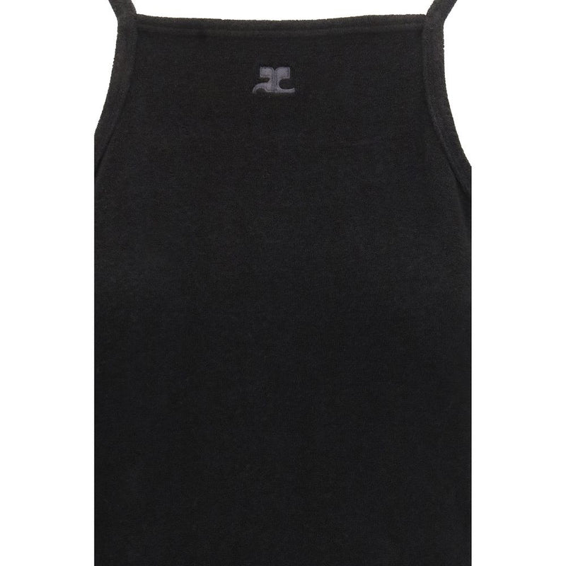Courrèges Black Viscose Logo Mini Dress