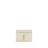 Portefeuille Bos Taurus en cuir de veau beige Saint Laurent