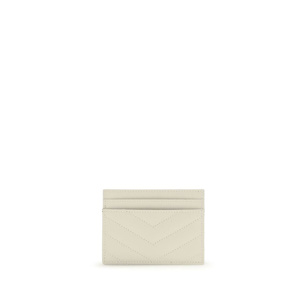 Portefeuille Bos Taurus en cuir de veau beige Saint Laurent