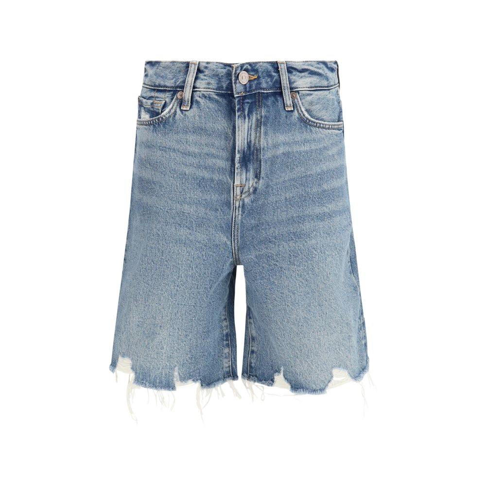 7FOR Blue Cotton Bermuda Shorts for Women - Stylish & Comfortable