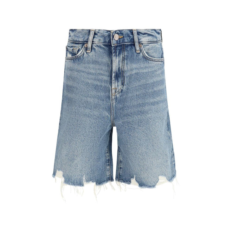 7FOR Blue Cotton Bermuda Shorts for Women - Stylish & Comfortable