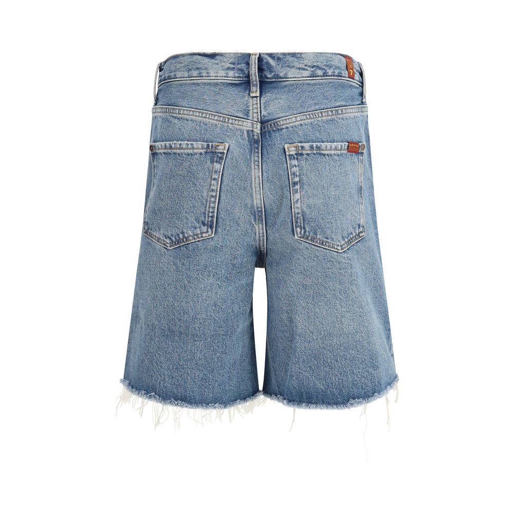 7FOR Blue Cotton Bermuda Shorts for Women - Stylish & Comfortable