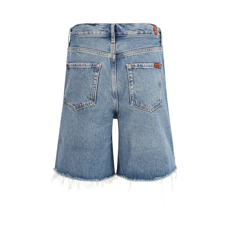 7FOR Blue Cotton Bermuda Shorts for Women - Stylish & Comfortable