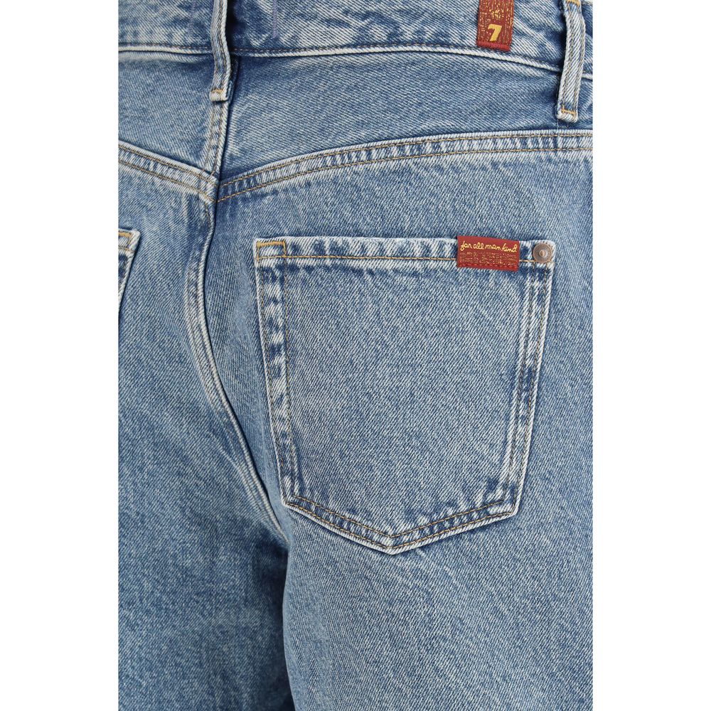 7FOR Blue Cotton Bermuda Shorts for Women - Stylish & Comfortable
