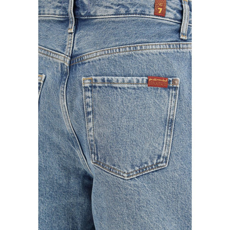 7FOR Blue Cotton Bermuda Shorts for Women - Stylish & Comfortable
