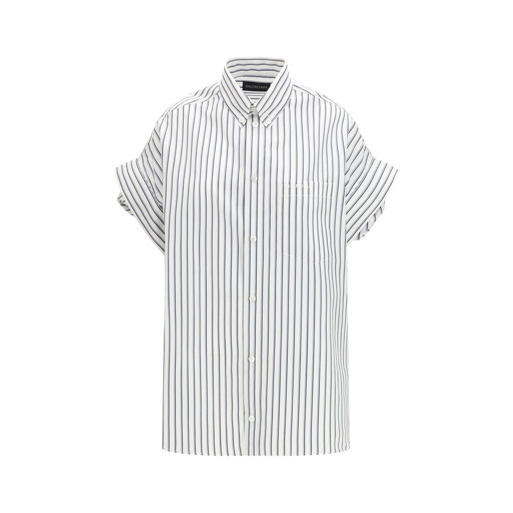 Balenciaga White Cotton Shortsleeve Shirt - Elegant & Modern Design