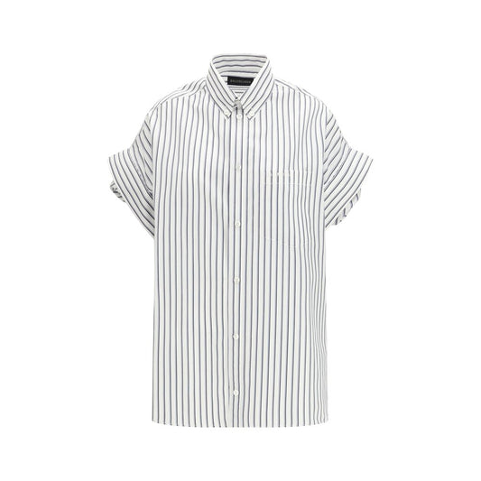 Balenciaga White Cotton Shortsleeve Shirt - Elegant & Modern