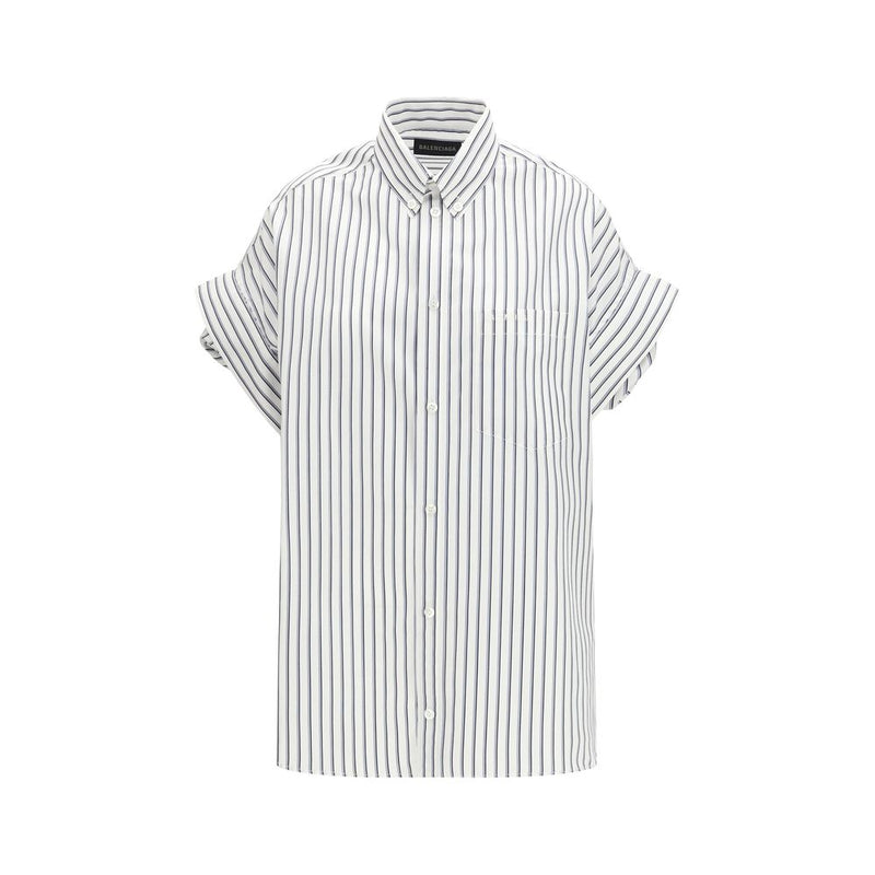Balenciaga White Cotton Shortsleeve Shirt - Elegant & Modern Design