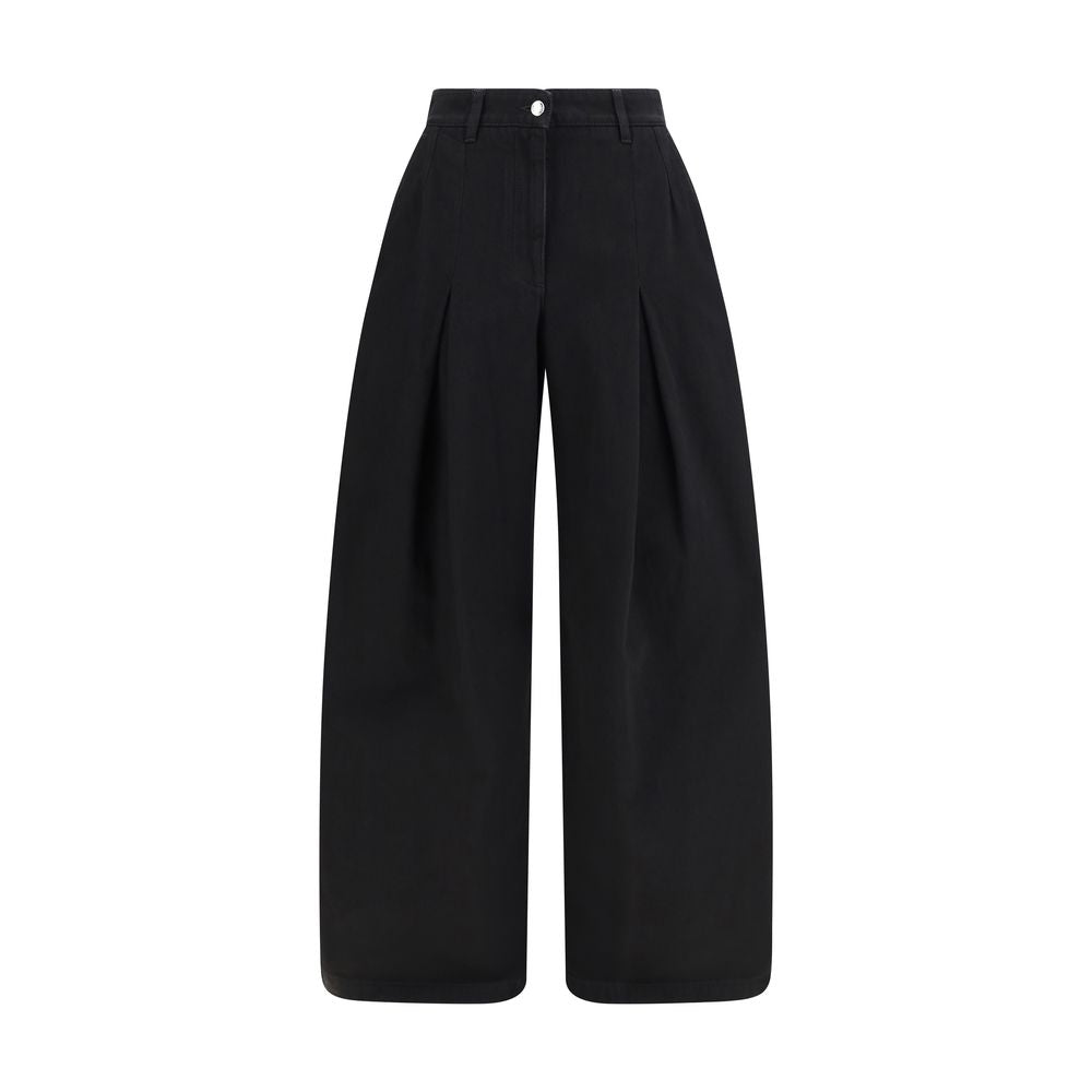 Dolce & Gabbana Black Cotton Wide-Leg Jeans for Women